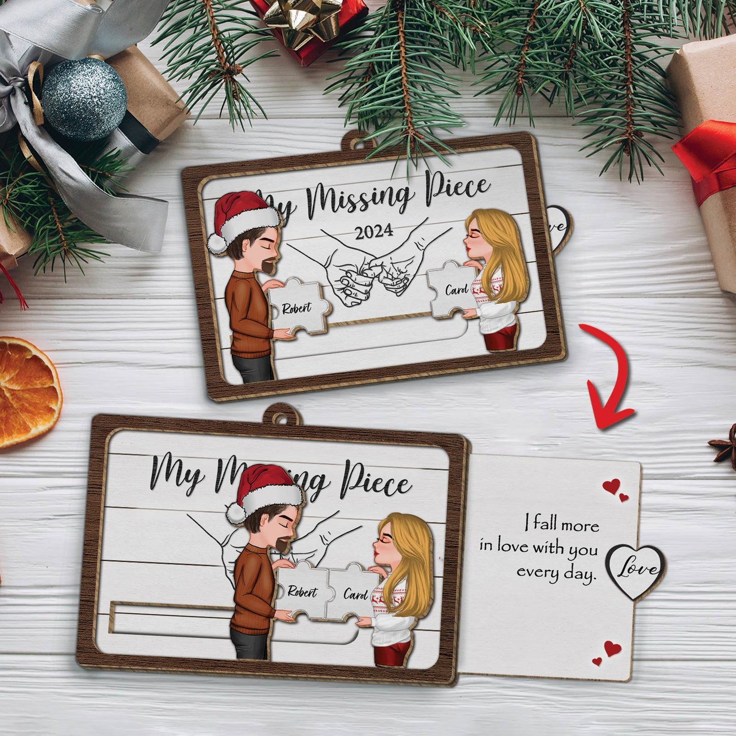 Couple - My Missing Piece - Personalized Wooden Slider Card
