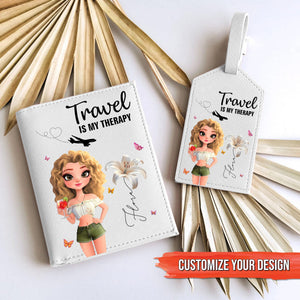Travel Lovers - Just A Girl Who Loves Traveling - Personalized Luggage Tag & Passport Bag