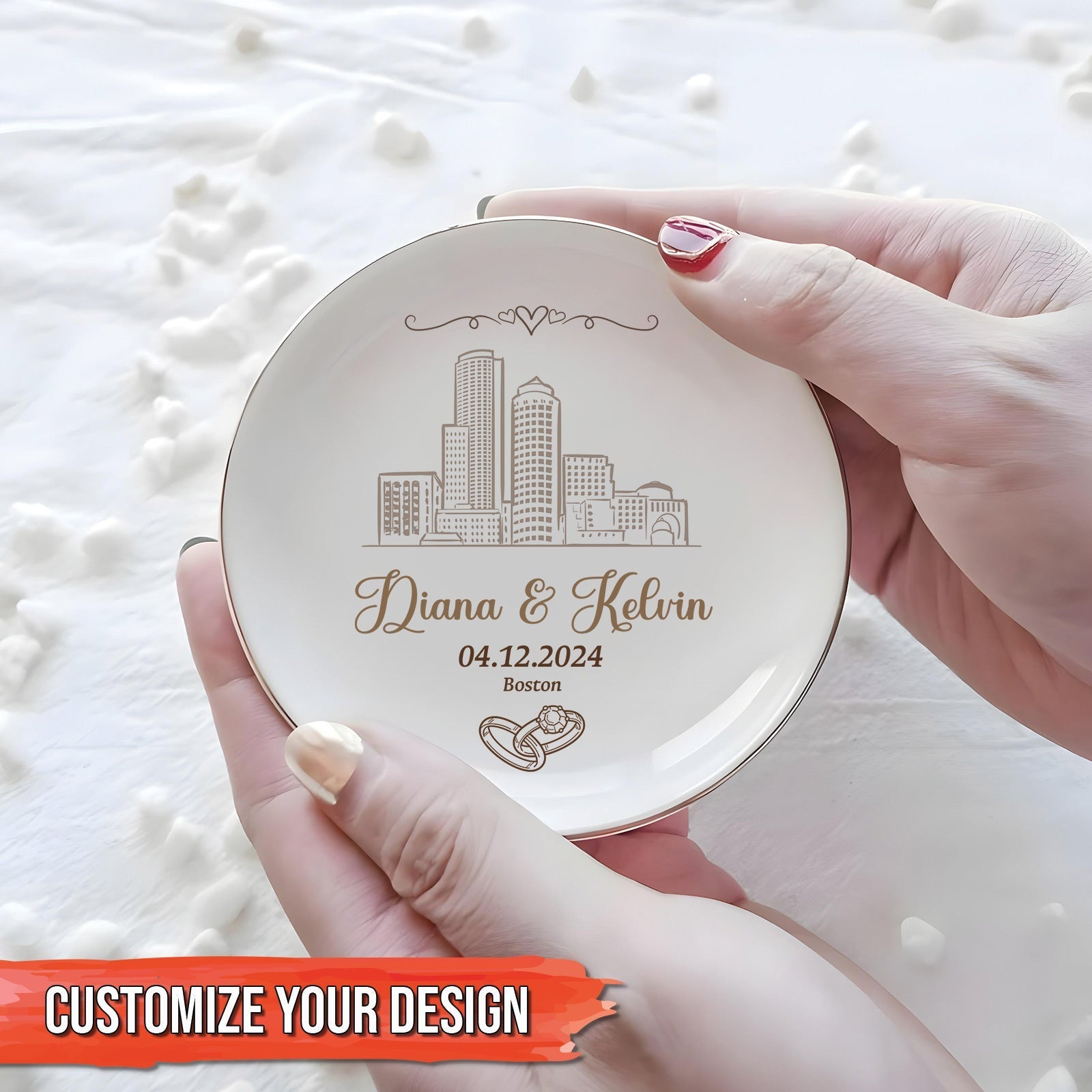Couple - Our Wedding Day - Personalized Jewelry Dish