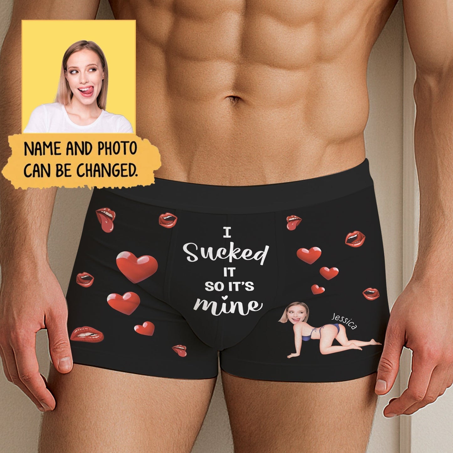 Couple - I Sucked It So It's Mine - Personalized Photo Boxer
