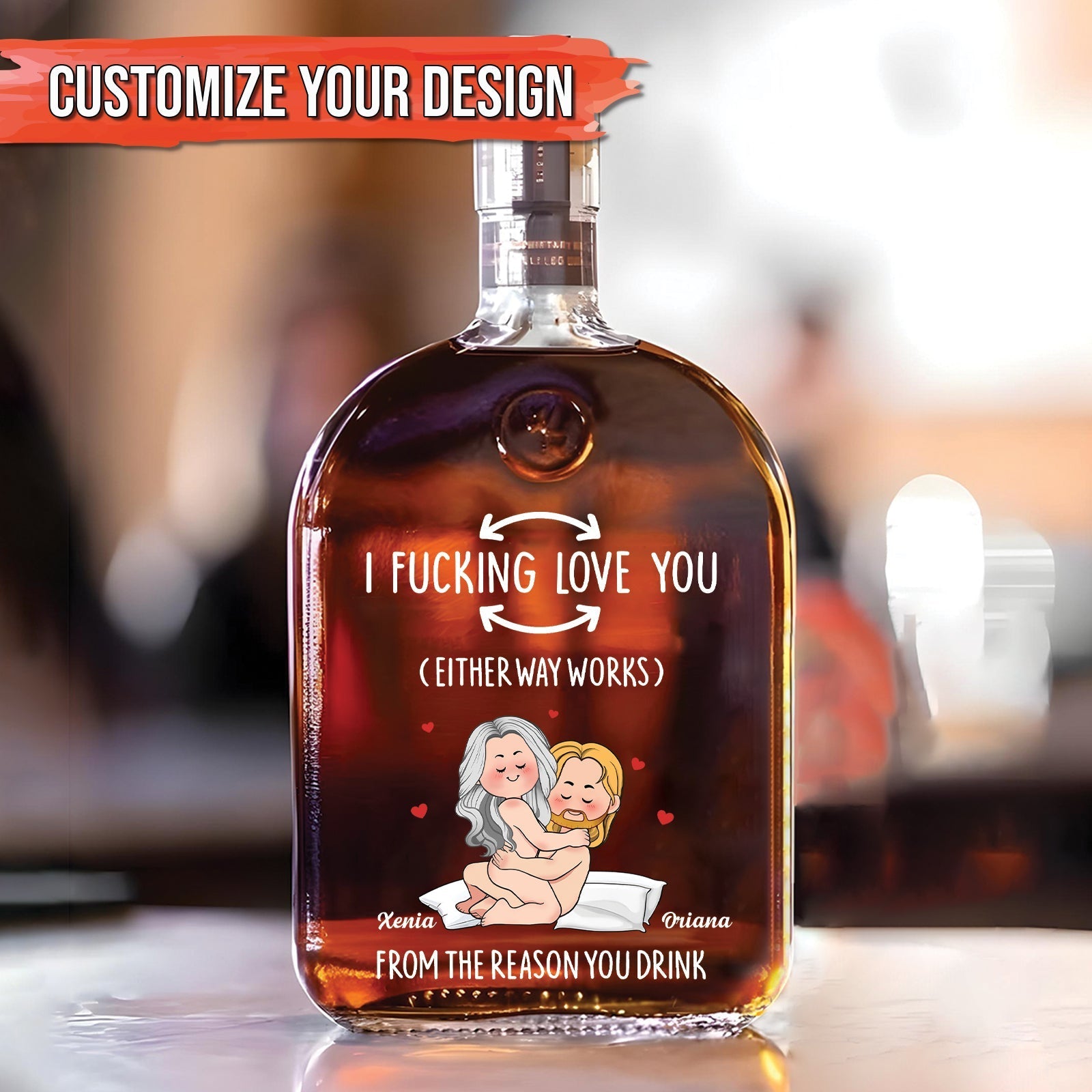 Couple - From The Reason You Drink - Personalized Whiskey Bottle