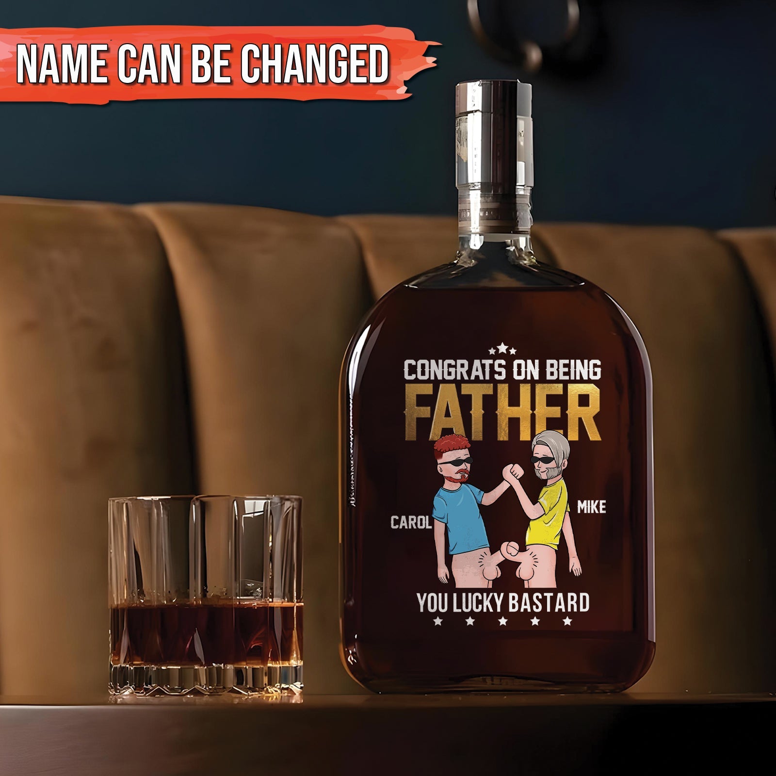 Friends - Congrats On Being Father, You Lucky Bastard - Personalized Whiskey Bottle