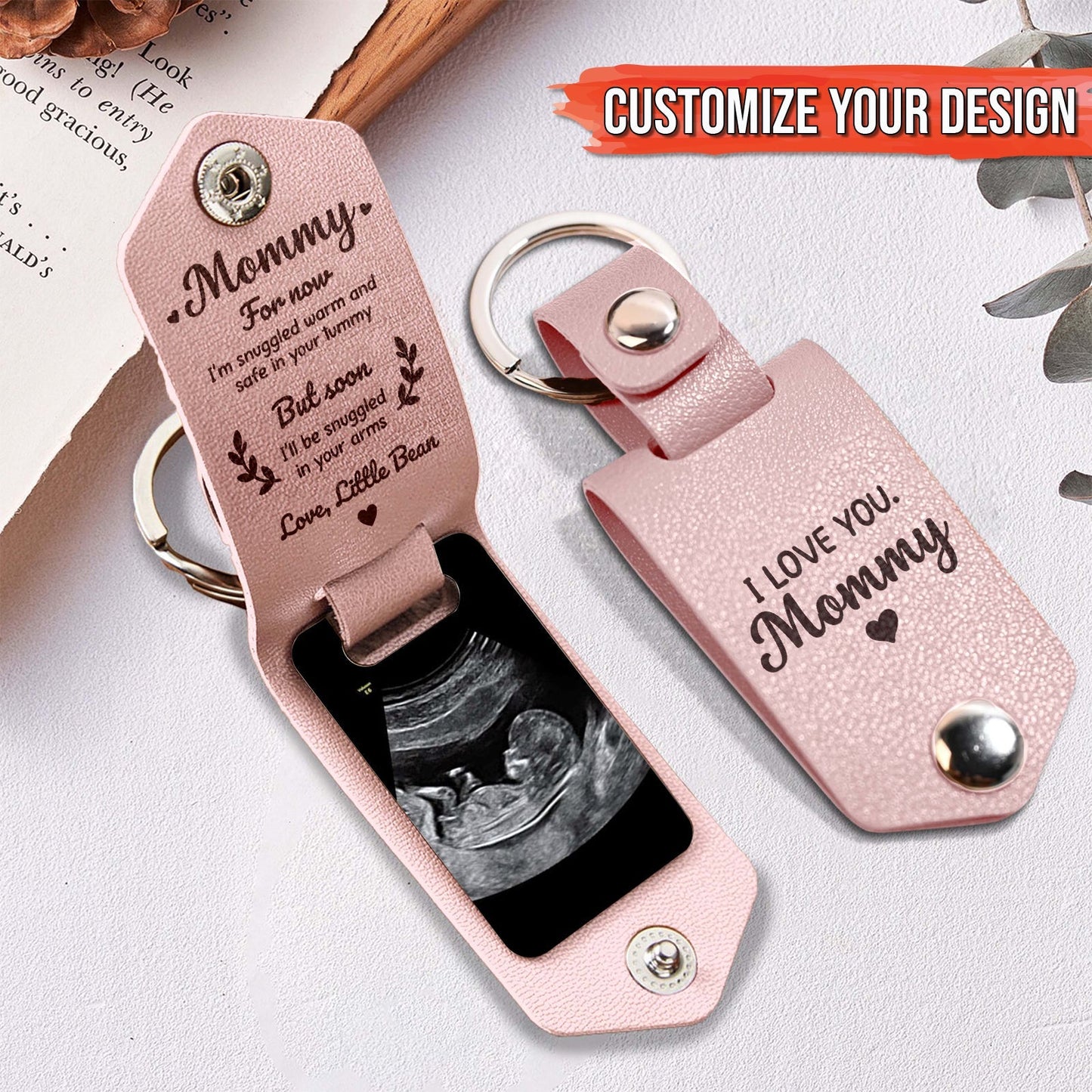 Family - I Love You Mommy - Personalized Leather Photo Keychain