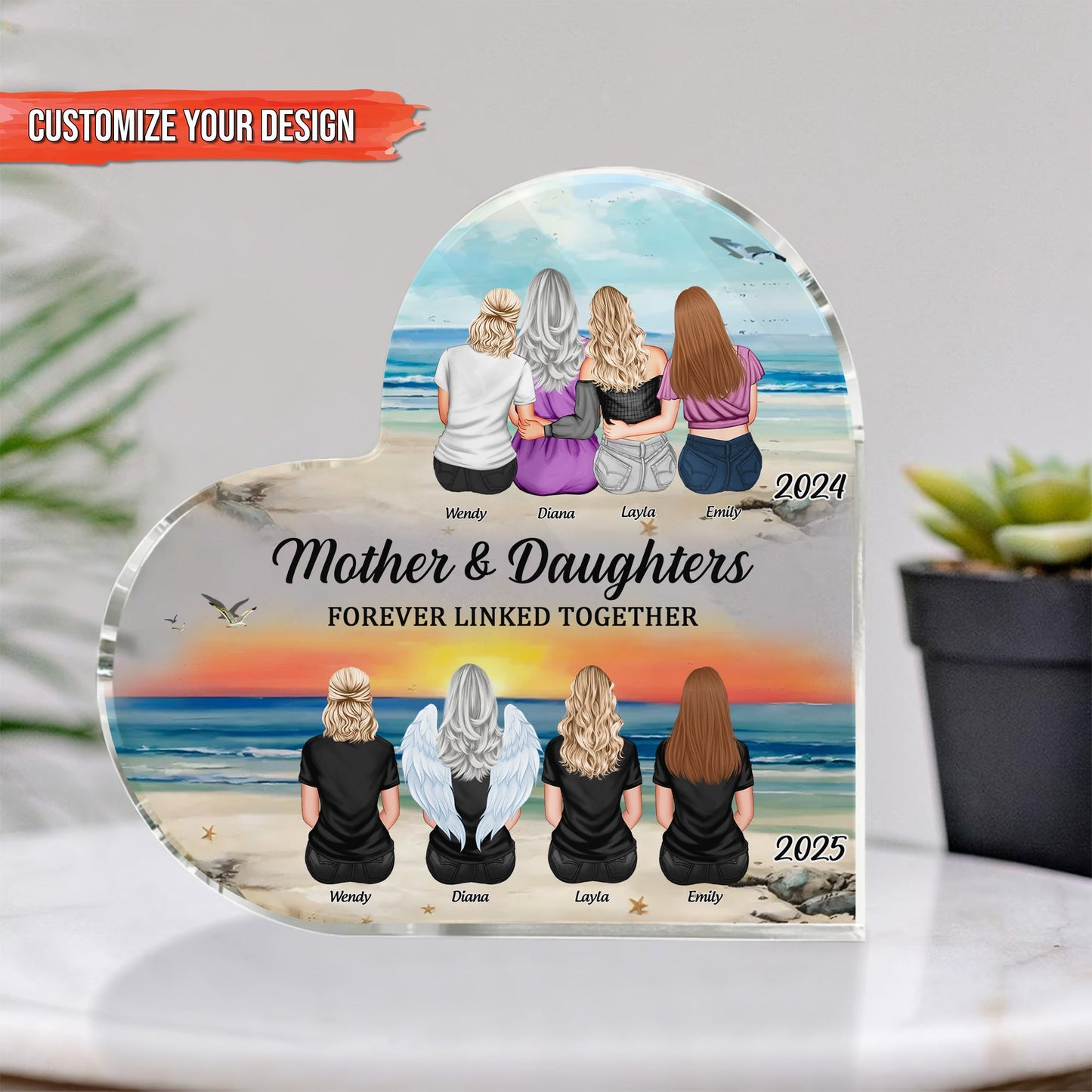 Family - Your Wings Were Ready But Our Hearts Were Not - Personalized Heart - Shaped Acrylic Plaque