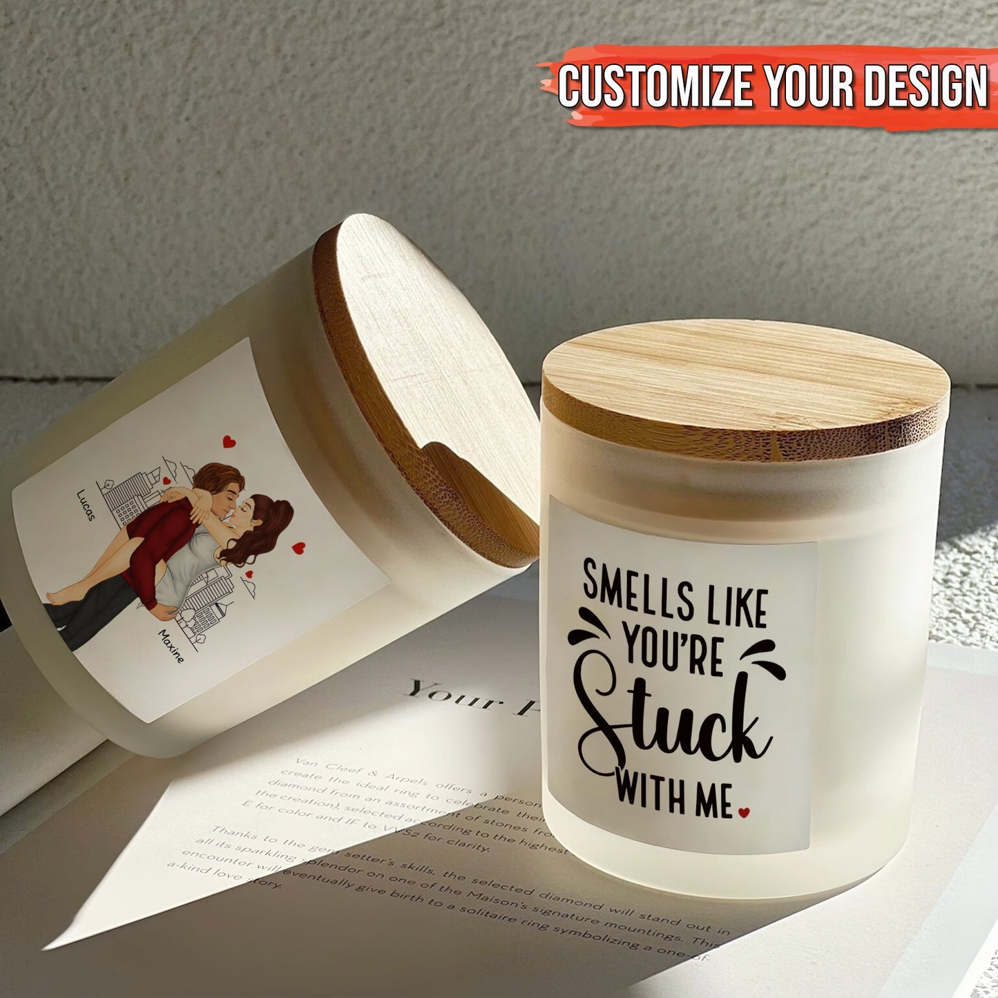 Couple - Smell Like You're Stuck With Me - Personalized Scented Candle