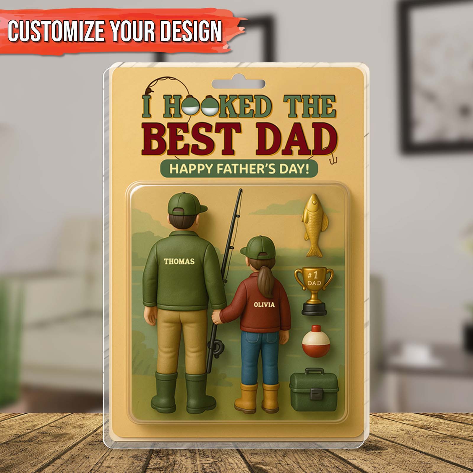 Father - I Hooked The Best Dad - Personalized Acrylic Plaque