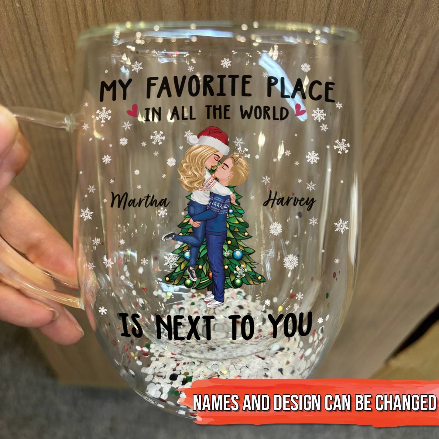 Couple - My Favorite Place In All The World Is Next To You - Personalized Double Walled Glass Mug