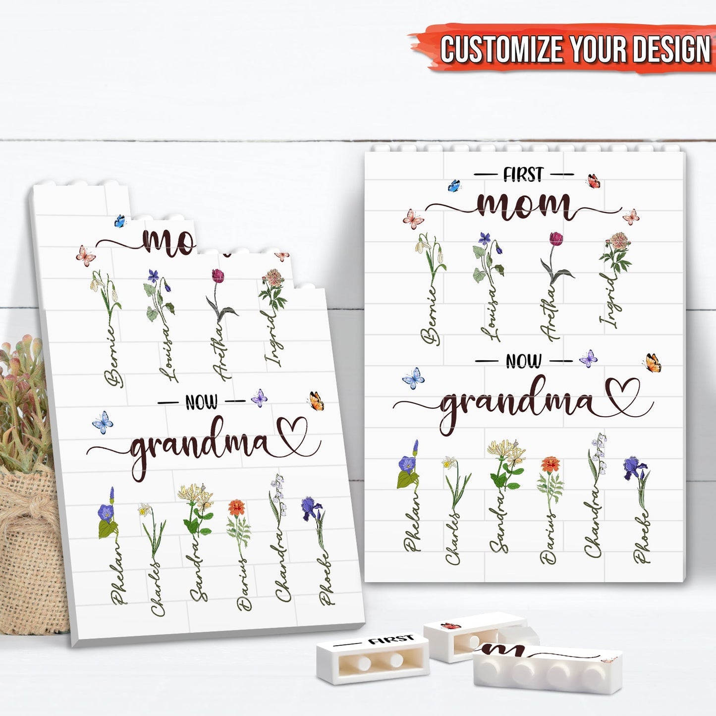 Family - First Mum Now Grammy - Personalized Flower Jigsaw Puzzles