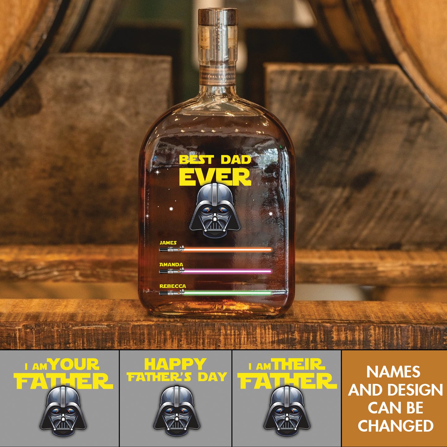 Father - Best Dad Ever - Personalized Whisky Bottle