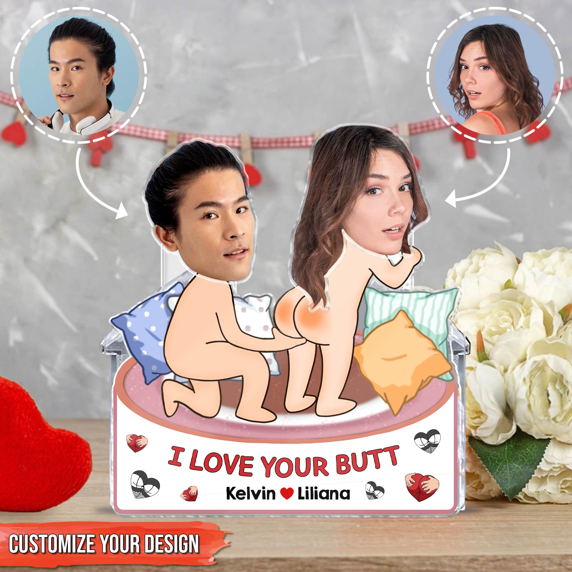 Couple - I Love Your Butt - Personalized Custom Photo Shaking Head Standee