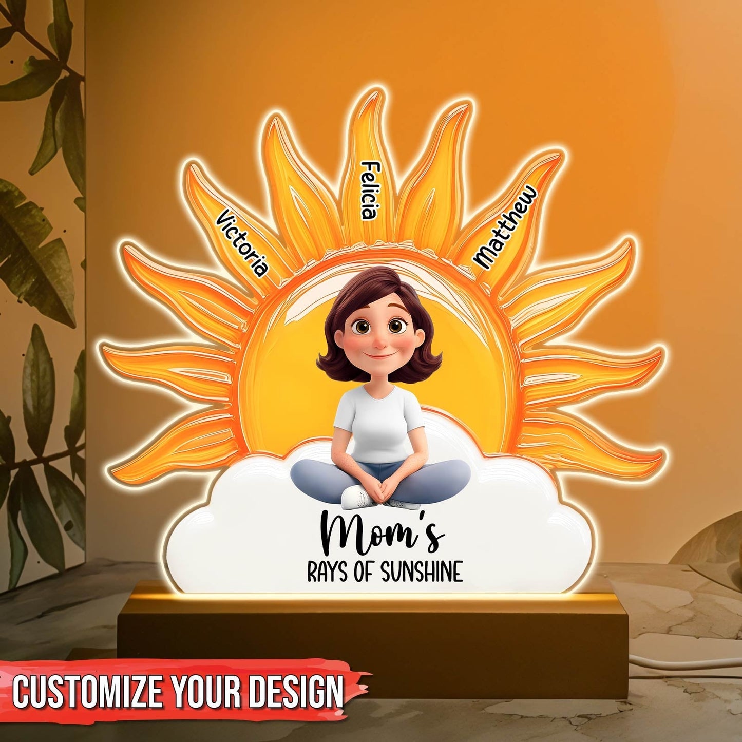 Family - Whose Rays Of Sunshine - Personalized Led Night Light