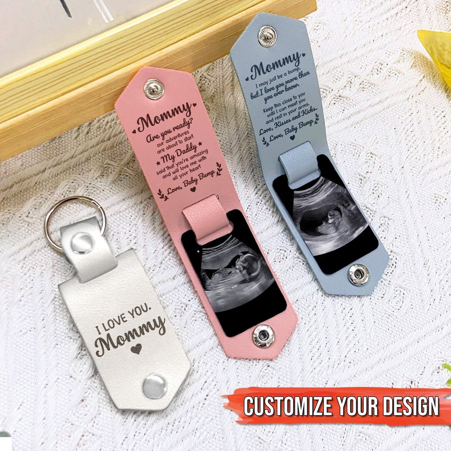 Family - I Love You Mommy - Personalized Leather Photo Keychain