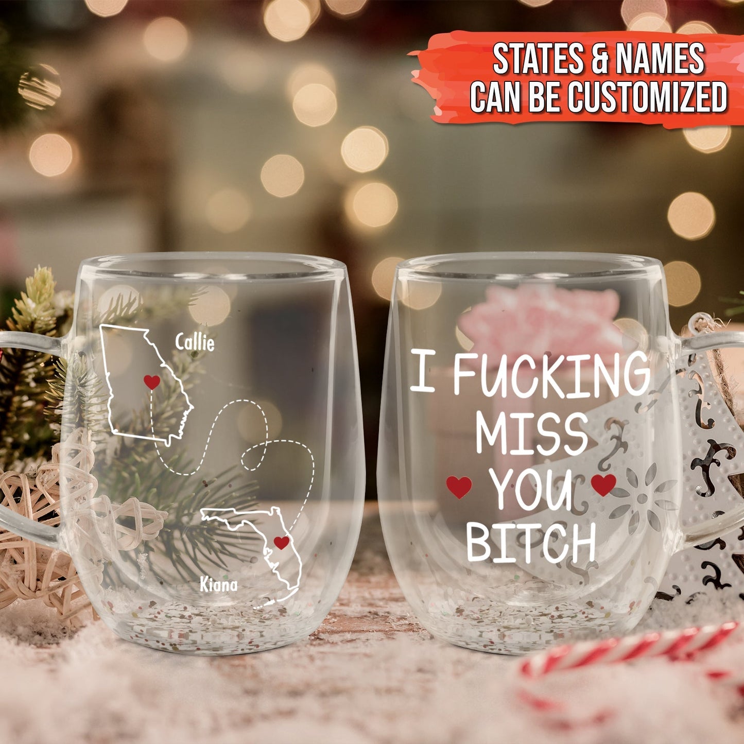 Bestie - I Fucking Miss You Bitch - Gift For Besties - Personalized Double Walled Glass Mug
