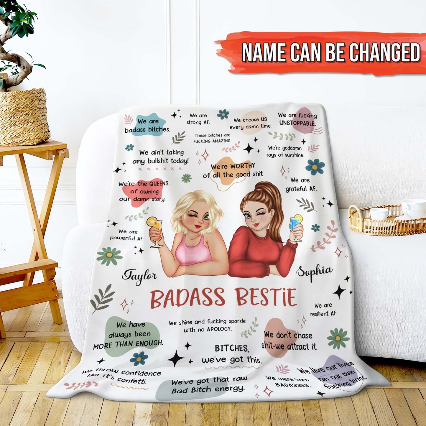 Besties - Badass Bestie - Personalized Blanket