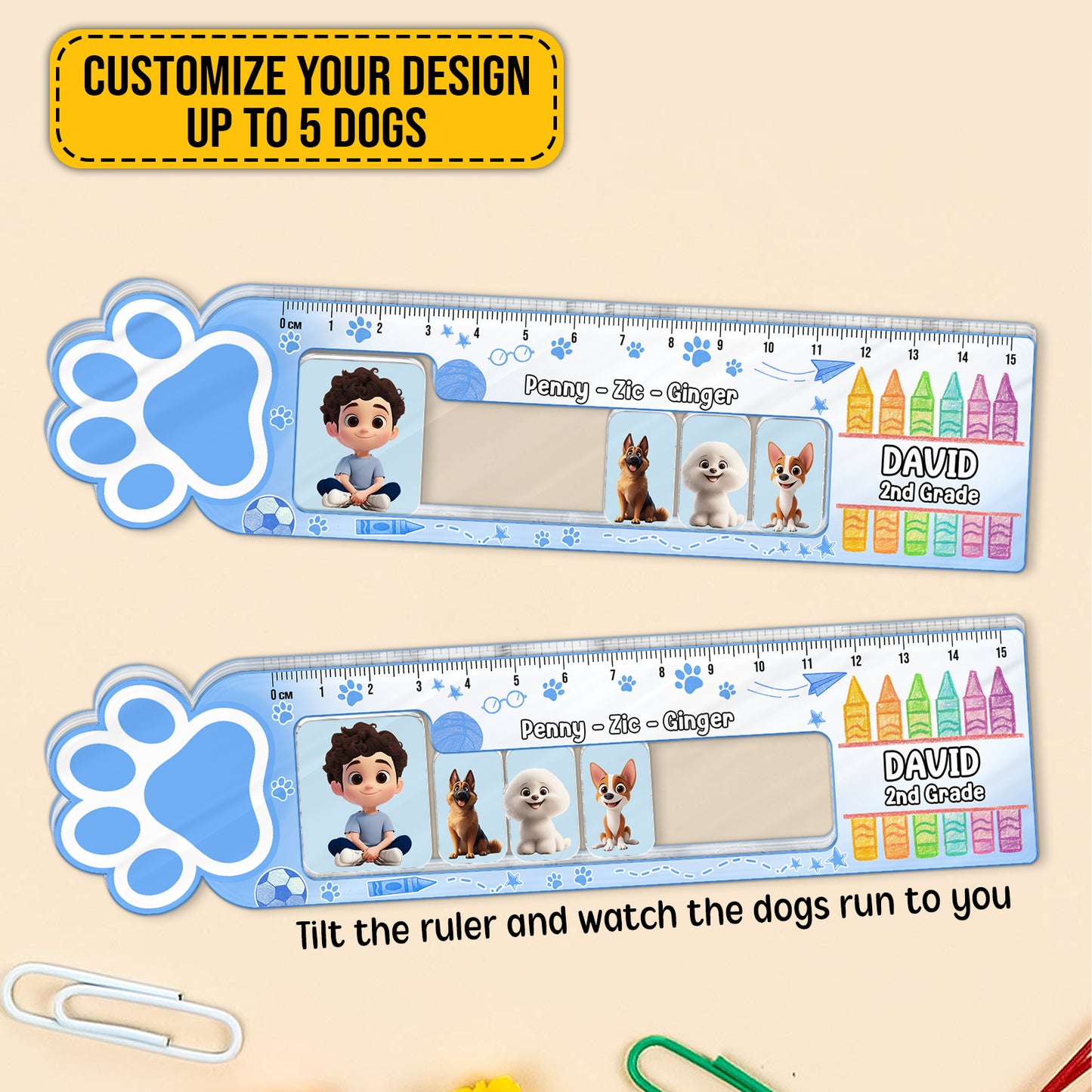 Run To Me - Personalized Pet Friends Shaking Ruler For Kids