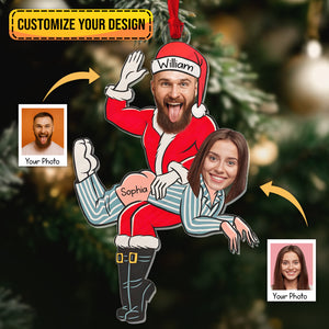 Couple - Custom Photo Funny Santa Couple - Personalized Acrylic Ornament