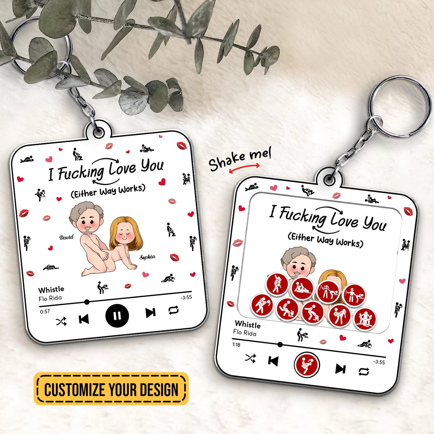 Music Couple - I F*cking Love You - Personalized Shaking Keychain