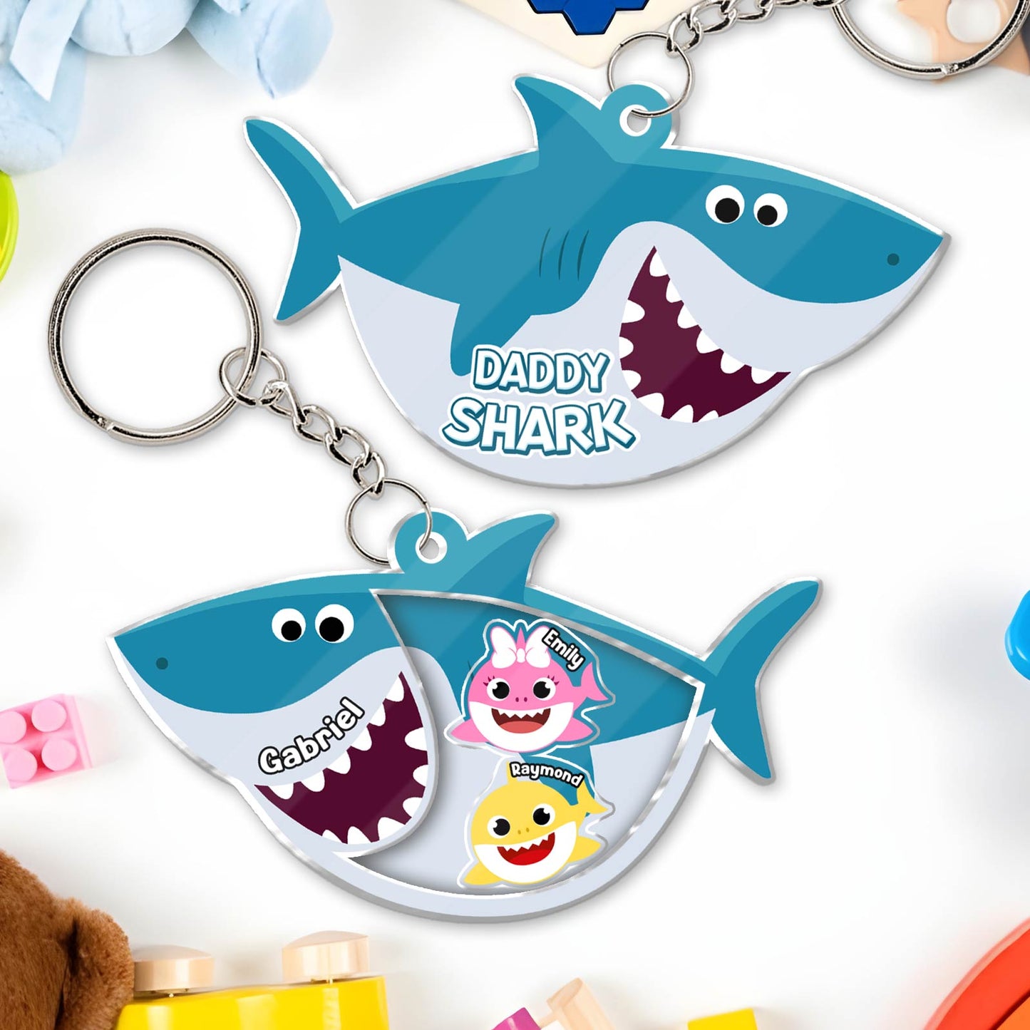 Father - Daddy/ Grandpa Shark - Personalized Acrylic Shaking Keychain