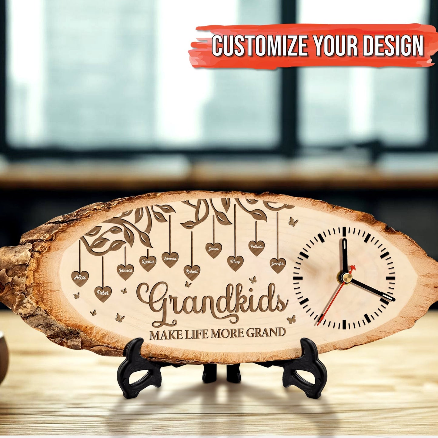 Family - Grandkids- Personalized Wooden Clock