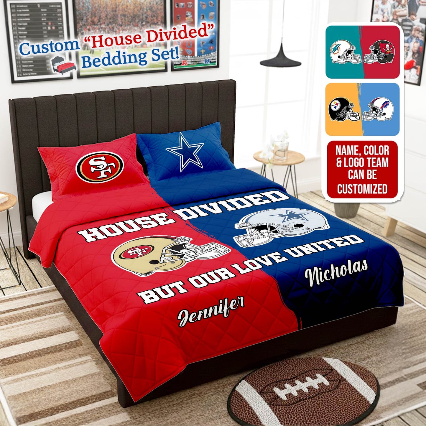 House Divided But Our Love United – Personalized Couple Quilt Bedding Set