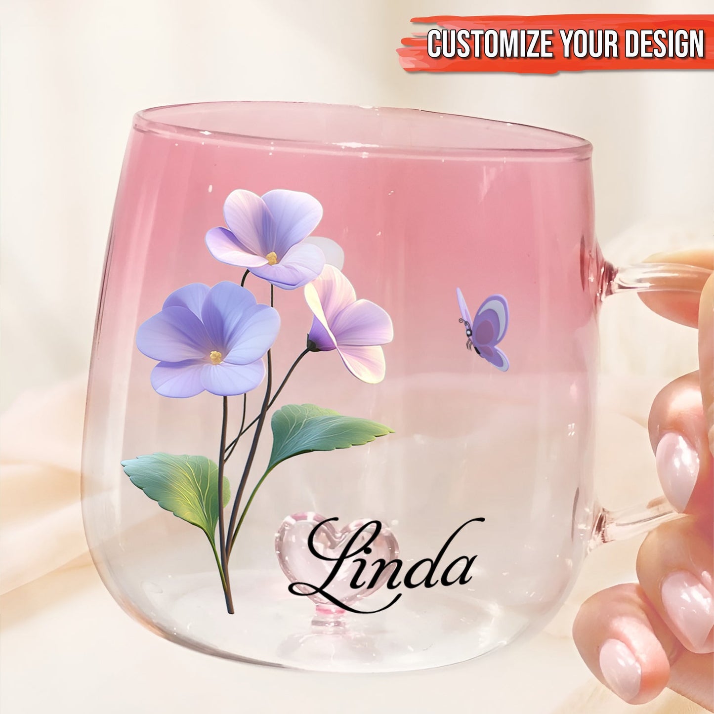 Bloom With Grace - Personalized Gradient Glass Mug