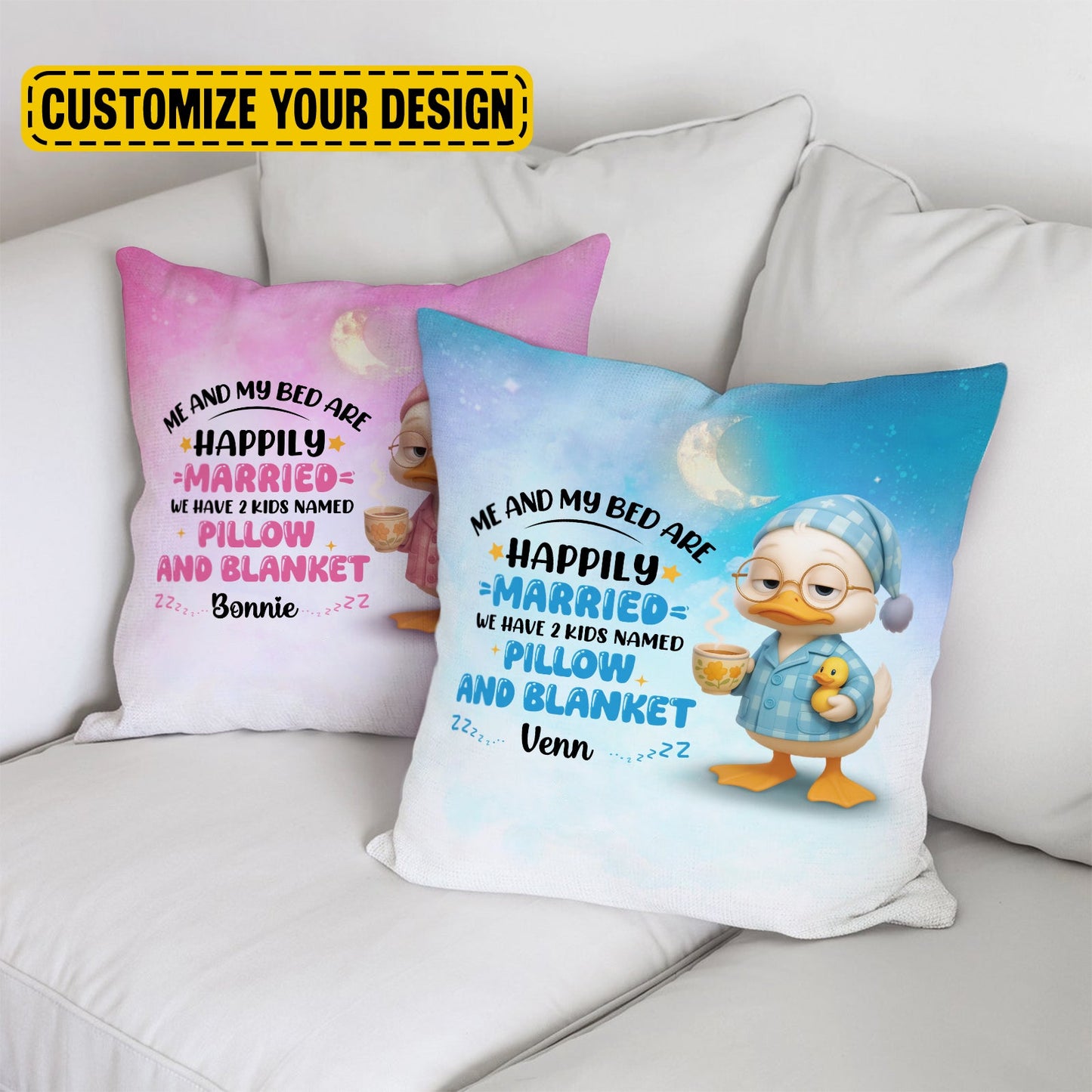 Me And My Bed Are Happily Married - Personalized Couple Pillow