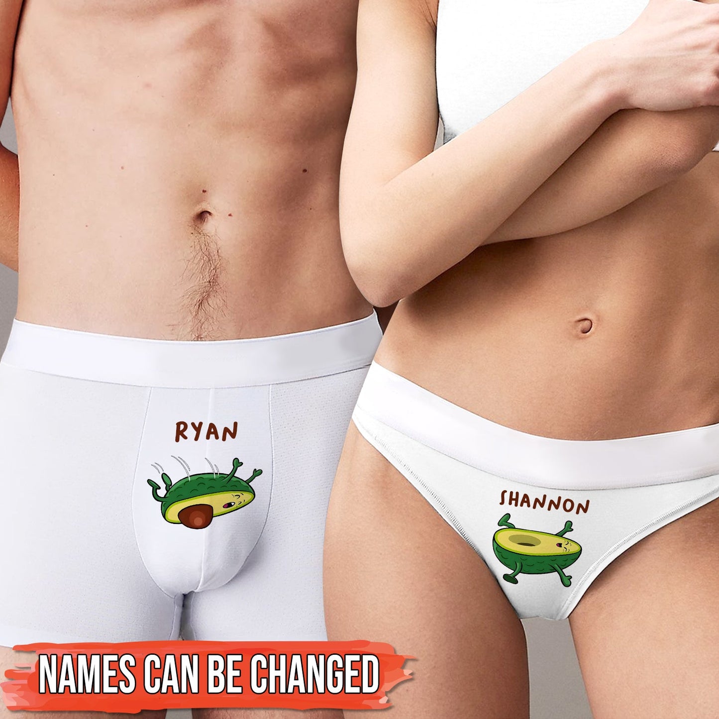 Couple - Personalized Avocado Boxer & Woman's Underwear