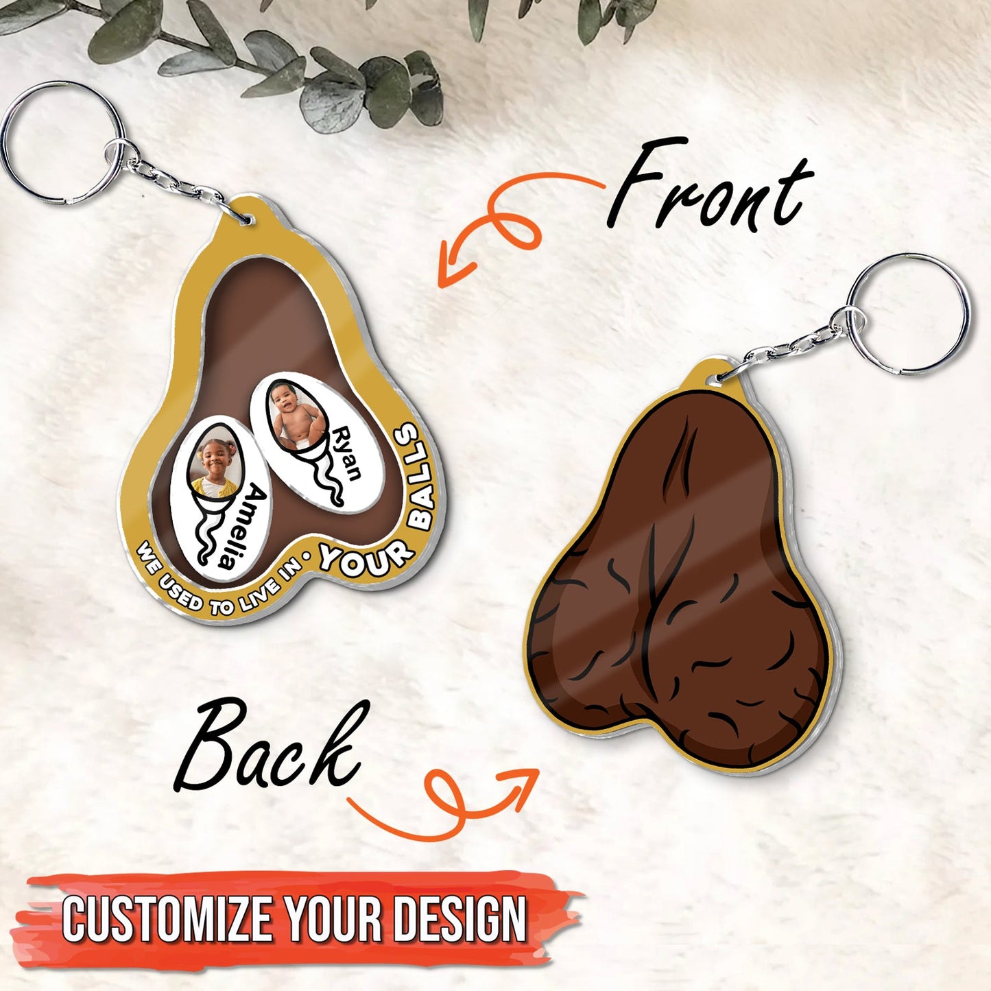 Father - We Used To Live In Your Balls - Personalized Acrylic Shaking Keychain (Ver 2)