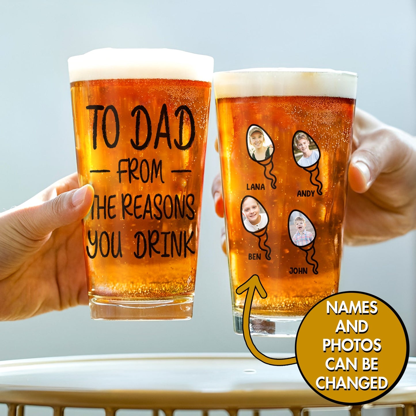 Father - To Dad From The Reason You Drink - Personalized Beer Glass