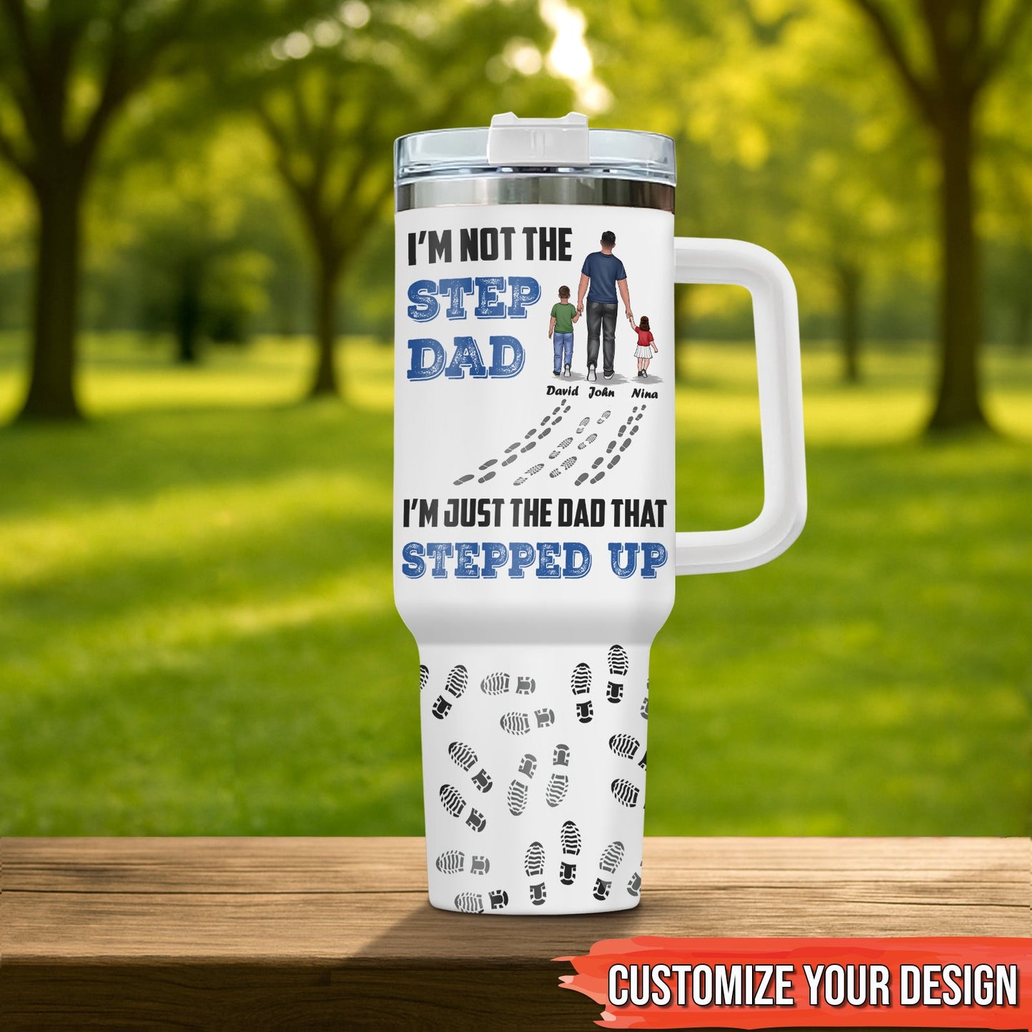 Father - I'm Not The Step Dad - Personalized Tumbler With Straw