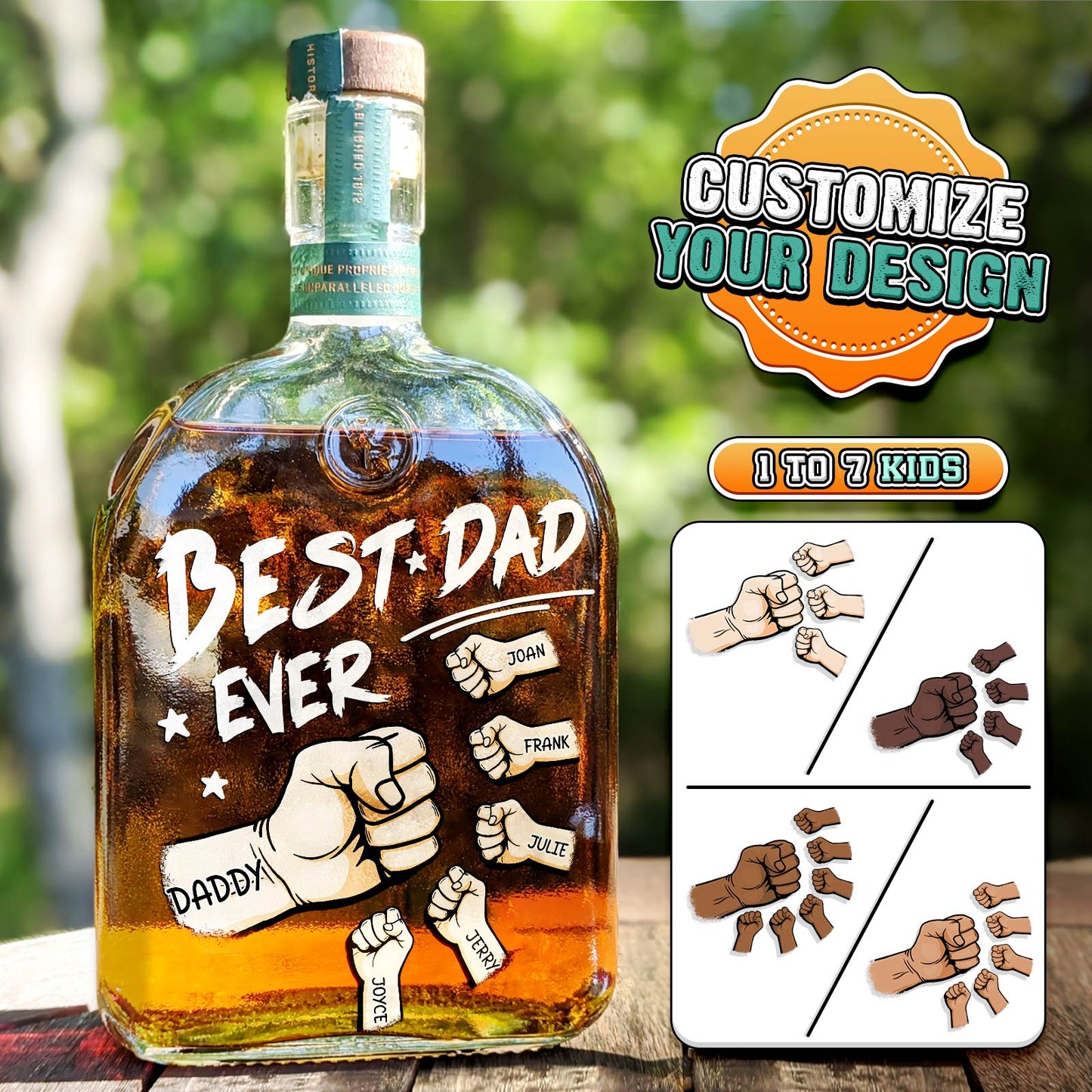 Father - Best Dad Ever - Personalized Whiskey Bottle