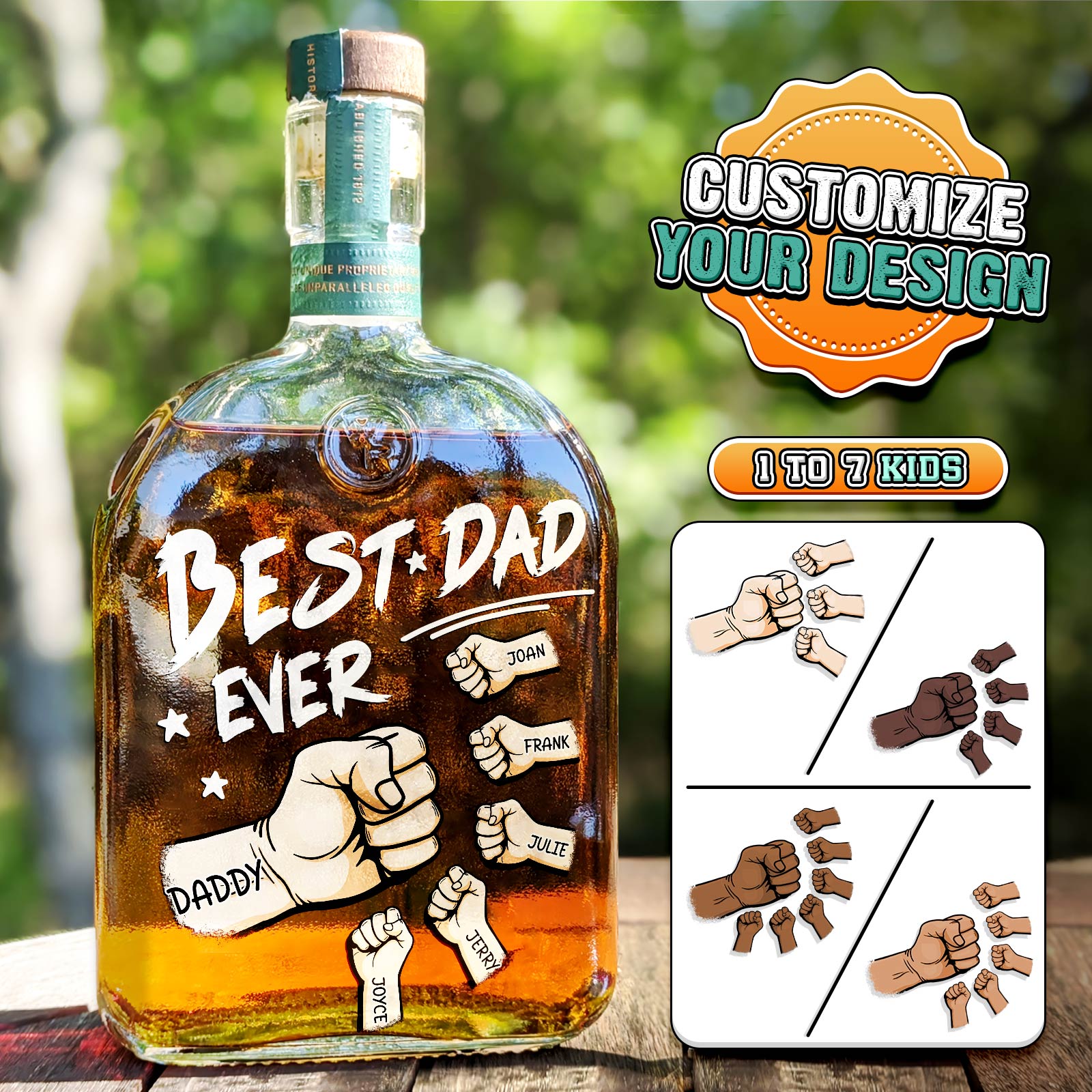 Father - Best Dad Ever - Personalized Whiskey Bottle