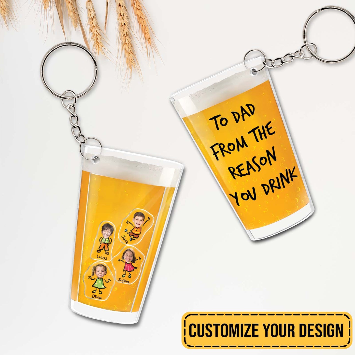 Father - To Dad From The Reason You Drink - Personalized Photo Acrylic Shaking Keychain