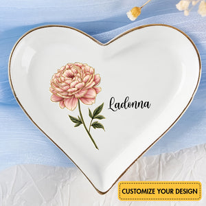 Flower - Personalized Heart-Shaped Jewelry Dish