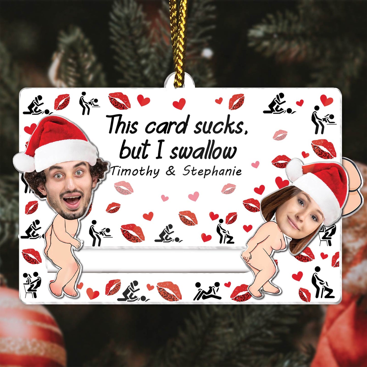 Couple - I Fucking Love You - Personalized Custom Photo Acrylic Slider Ornament