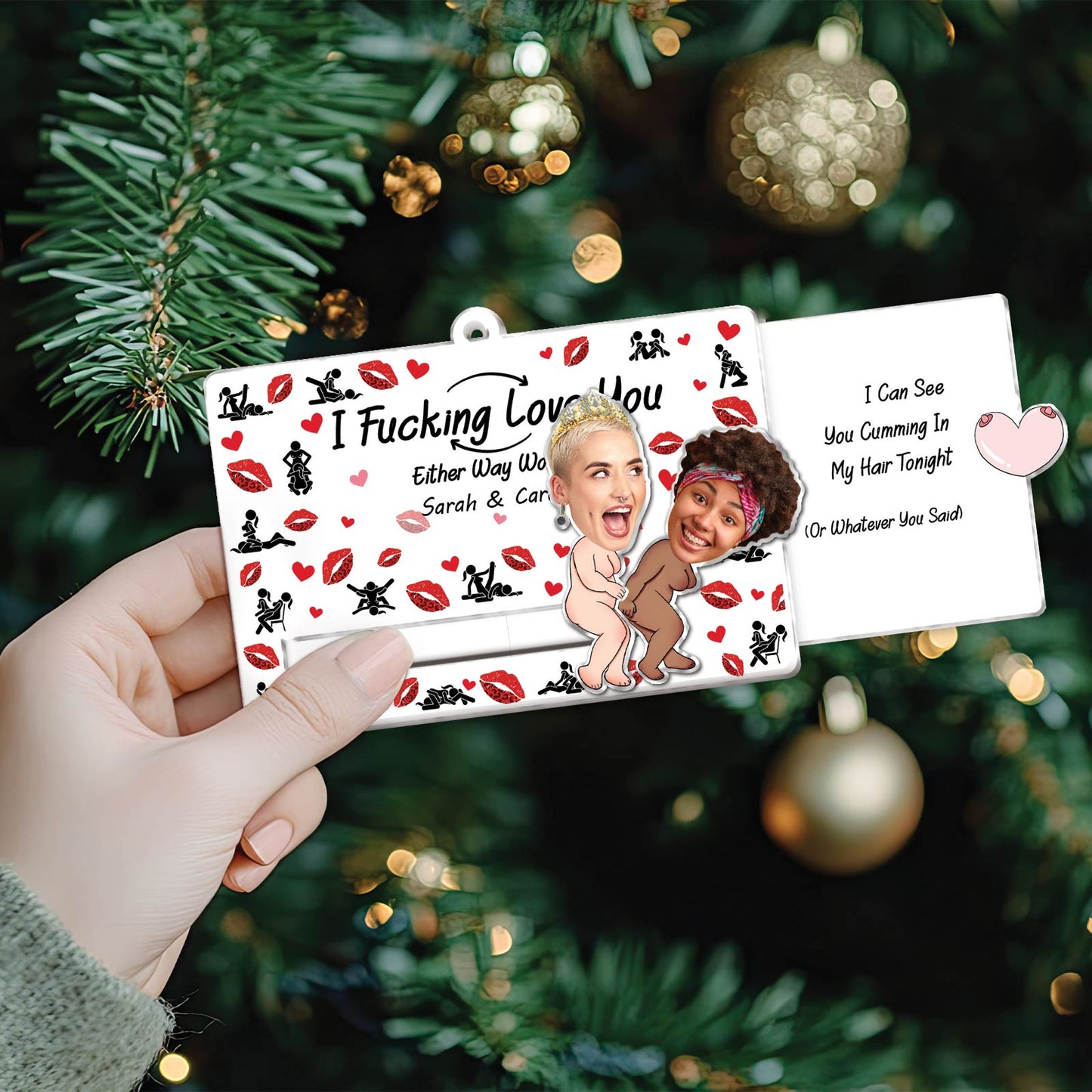 Couple - I Fucking Love You - Personalized Custom Photo Acrylic Slider Ornament