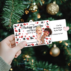 Couple - I Fucking Love You - Personalized Custom Photo Acrylic Slider Ornament