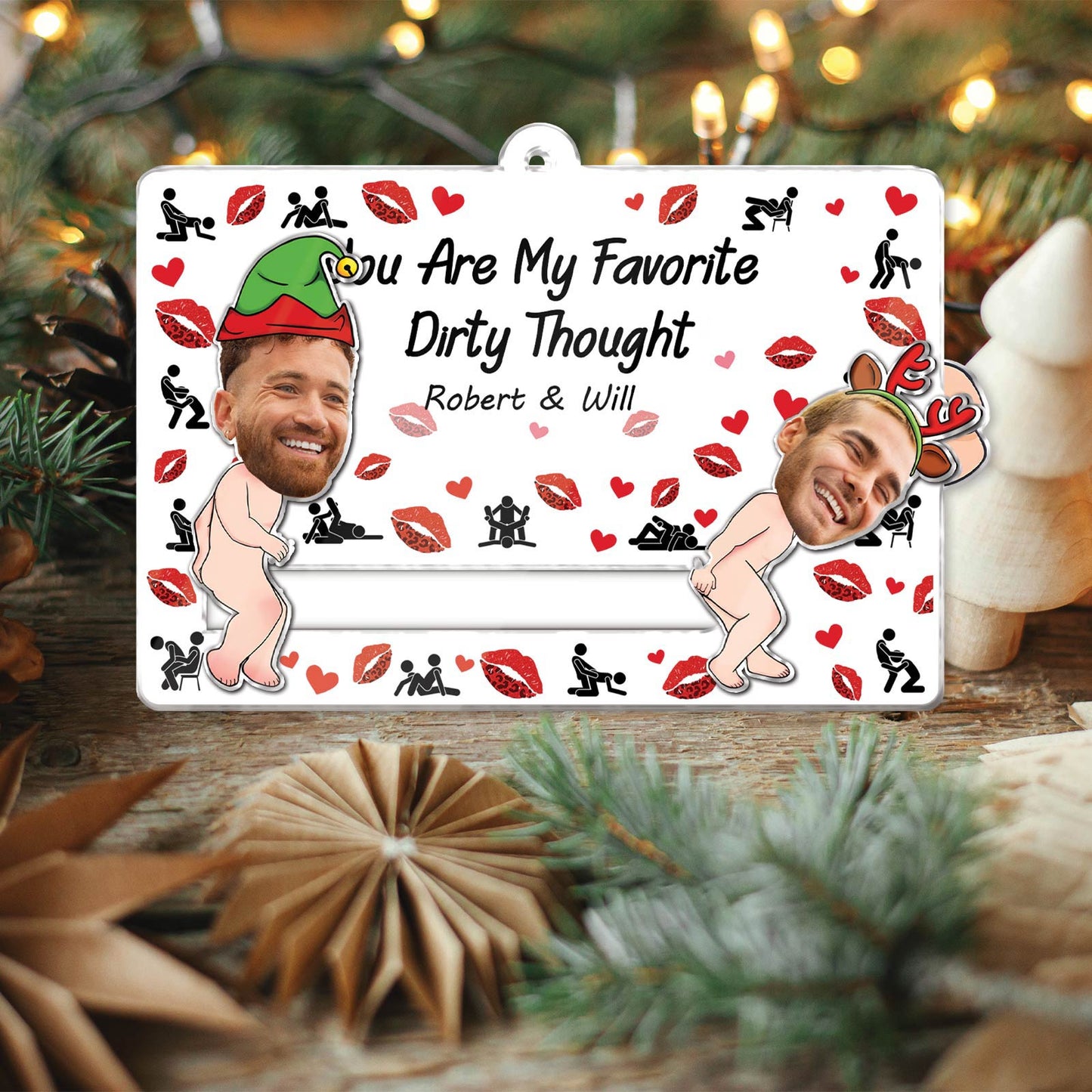 Couple - I Fucking Love You - Personalized Custom Photo Acrylic Slider Ornament
