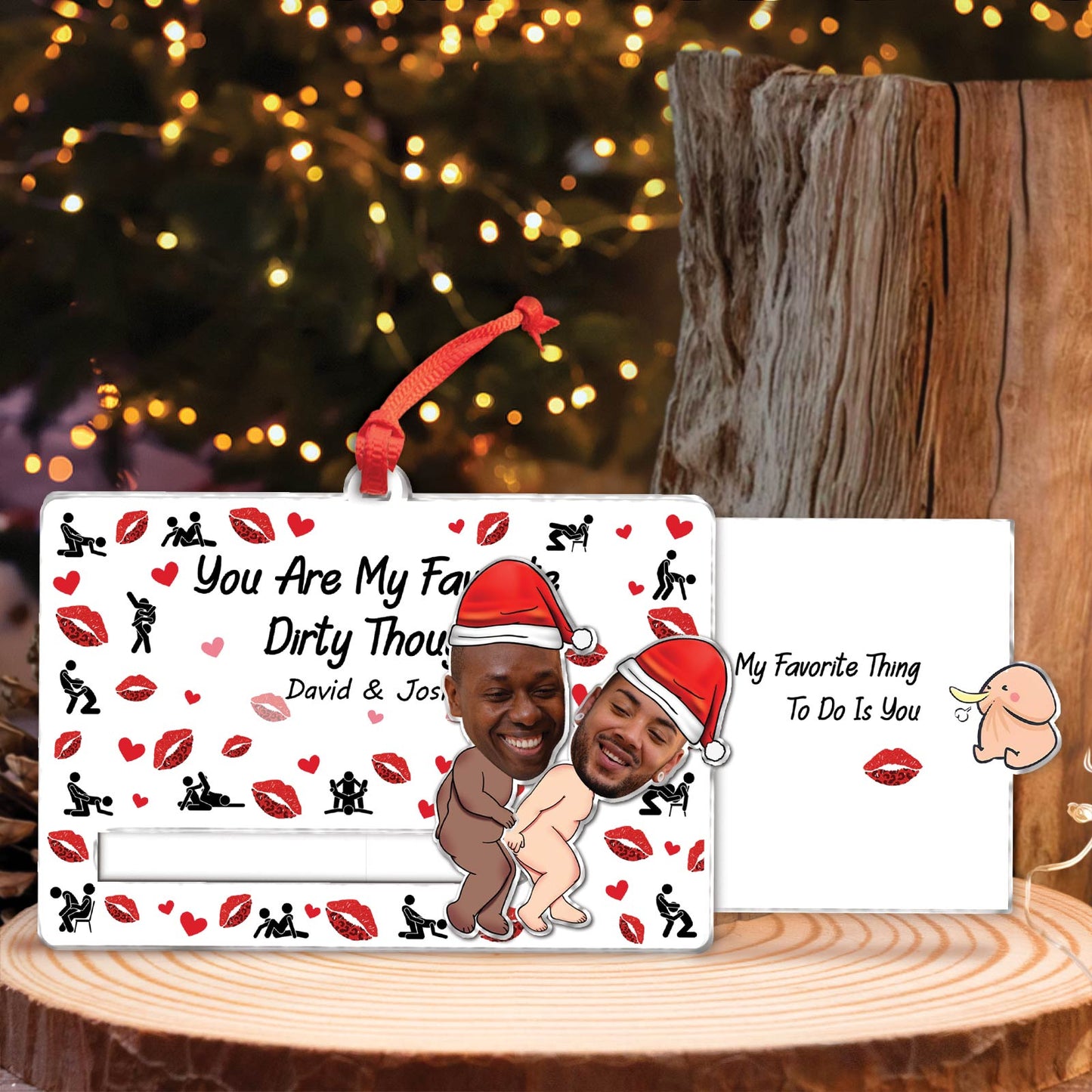 Couple - I Fucking Love You - Personalized Custom Photo Acrylic Slider Ornament