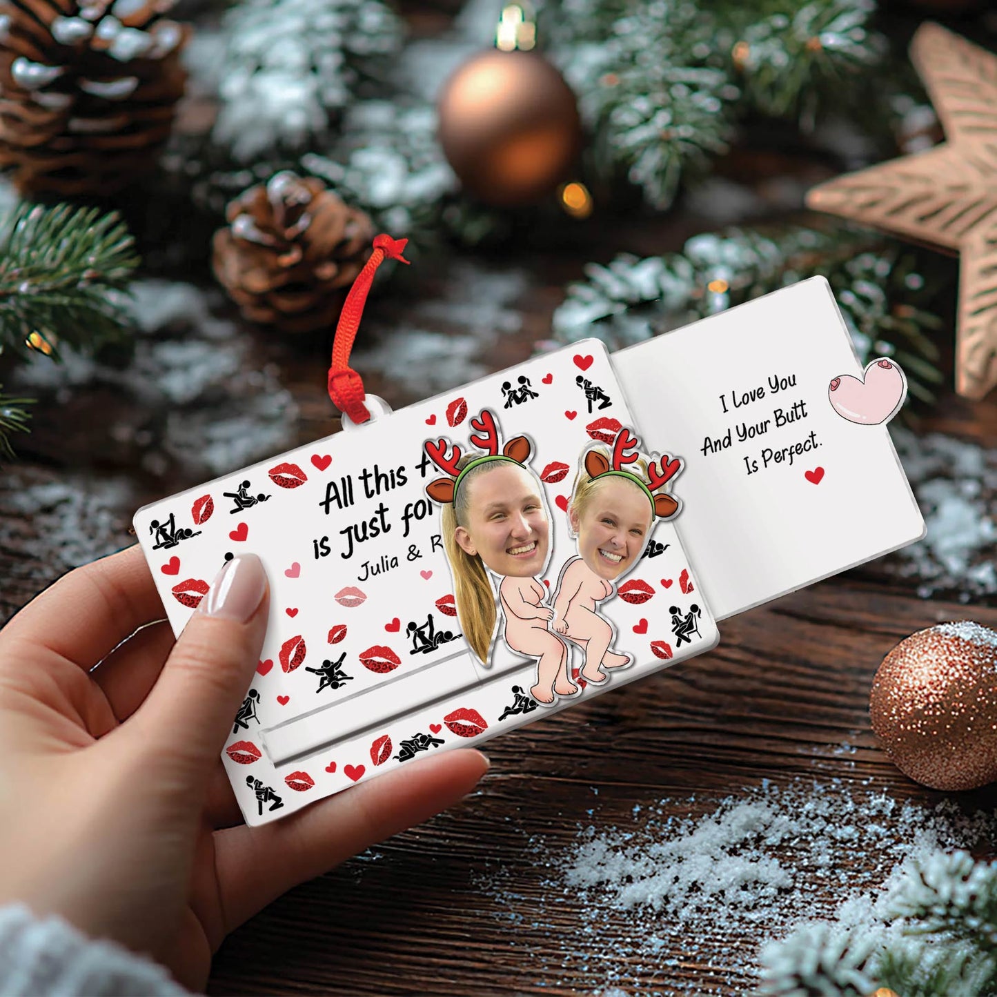 Couple - I Fucking Love You - Personalized Custom Photo Acrylic Slider Ornament