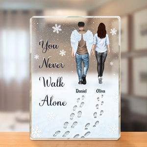 365Gifty Acrylic Block for Family with angel wings design and You Never Walk Alone quote