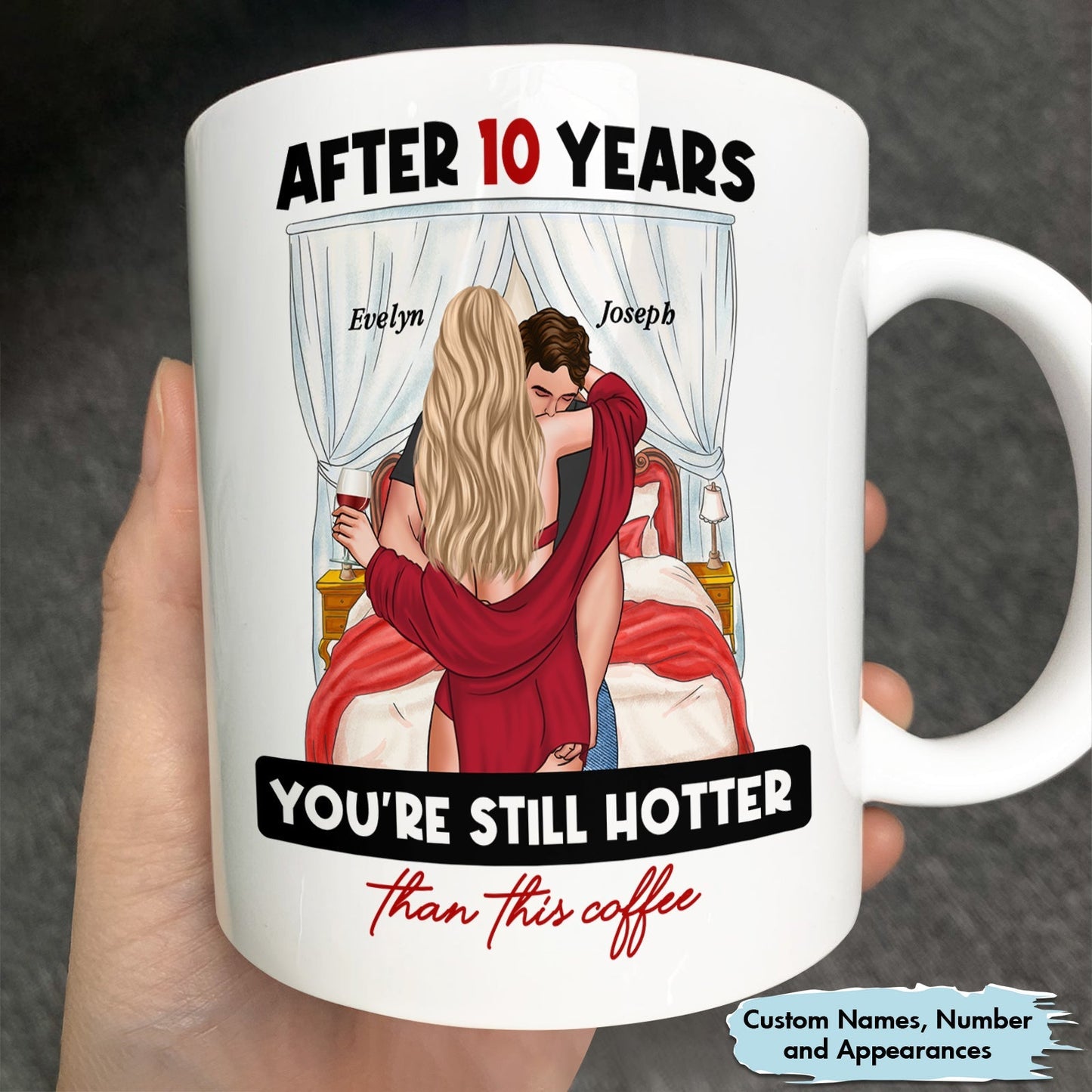 365Gifty personalized coffee mug with illustration and text after years you're still hotter than this coffee mug