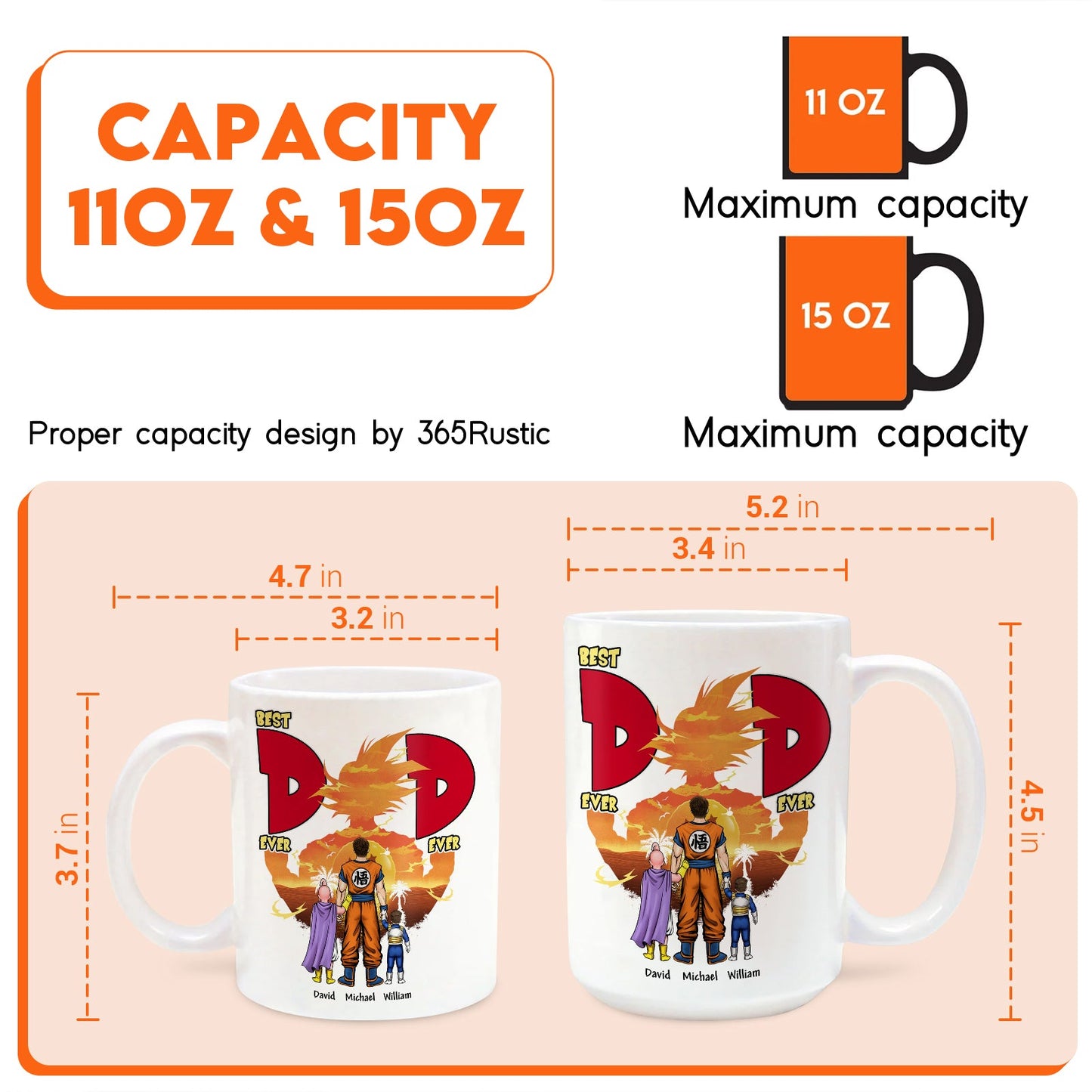 Anime best dad ever mug available in 11oz and 15oz sizes with anime character design