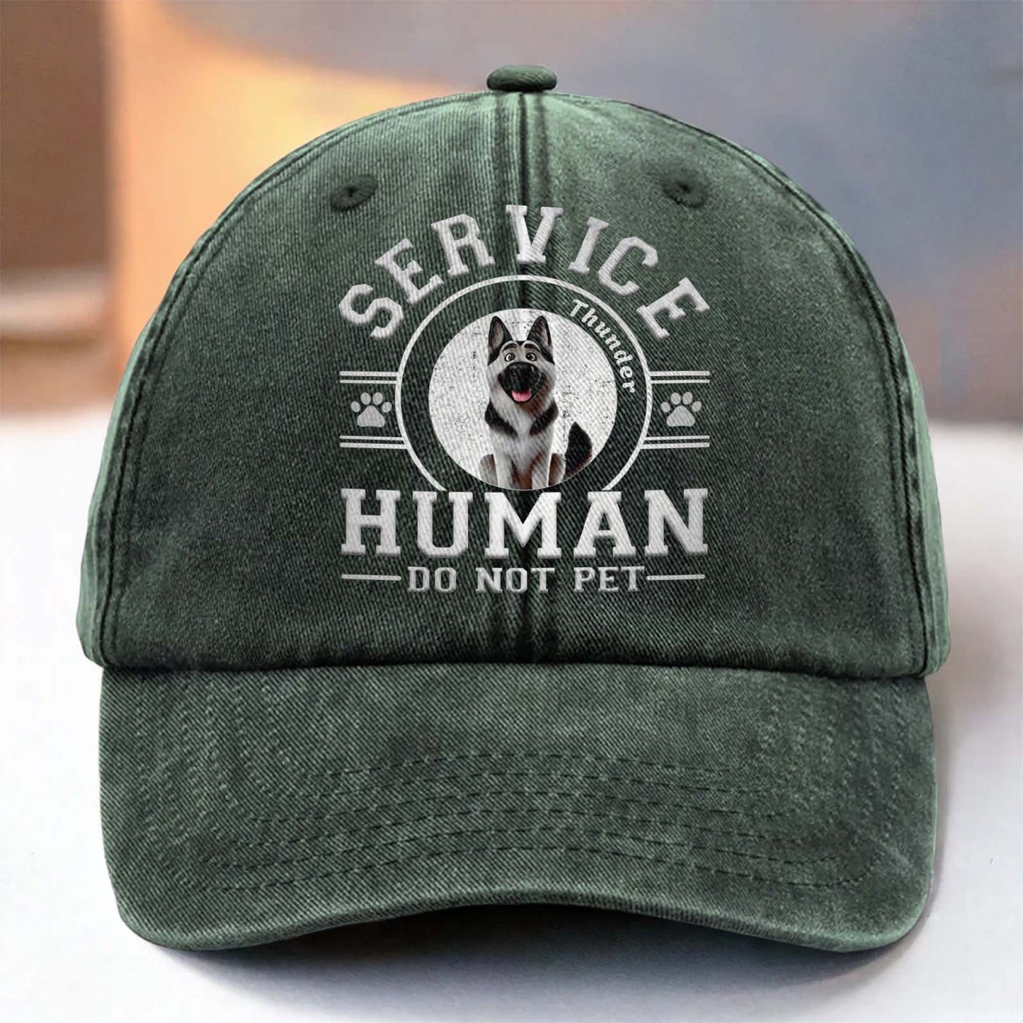Green cap for pet lover with service dog design and do not pet text by 365Gifty