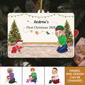 Custom acrylic Christmas slider card featuring festive design for personalized holiday greetings