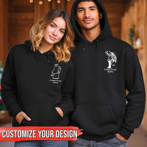 Custom angel t-shirt for couples black hoodies with angel and demon designs and personalized text