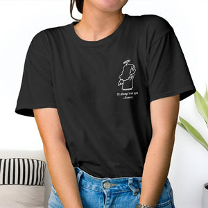 Black custom angel t-shirt for couples with angel graphic and personalized love message