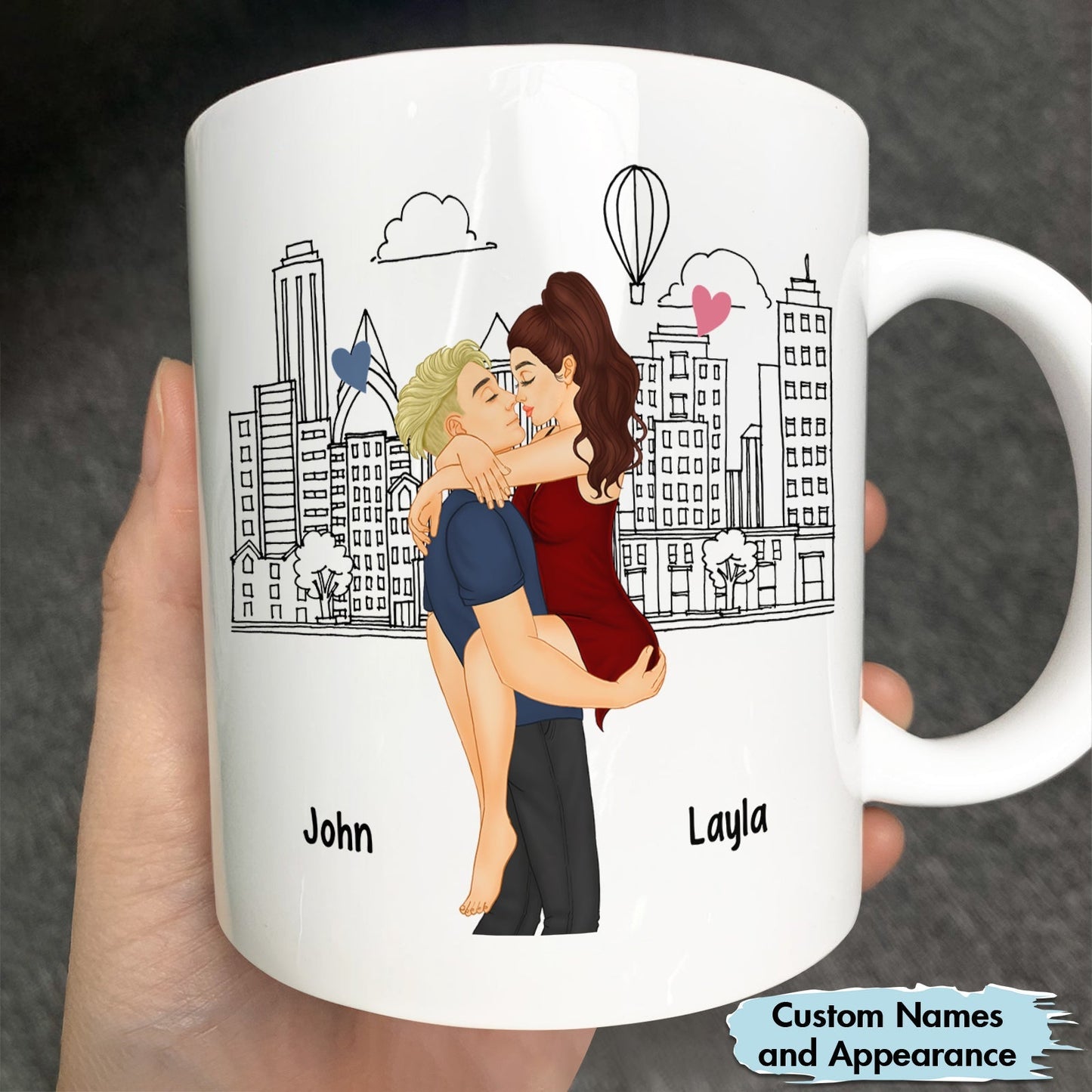 365Gifty personalized romantic mug with custom names and cartoon couple design 10 reasons why I love you gift