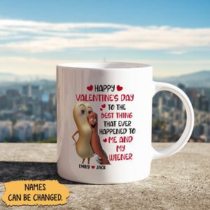 Custom couple ceramic mug gift featuring playful design for Valentine's Day with changeable names