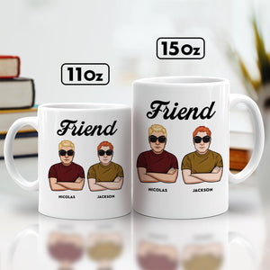Custom Friend Coffee Mug with Two Characters and Text, perfect congrats on being my brother gift